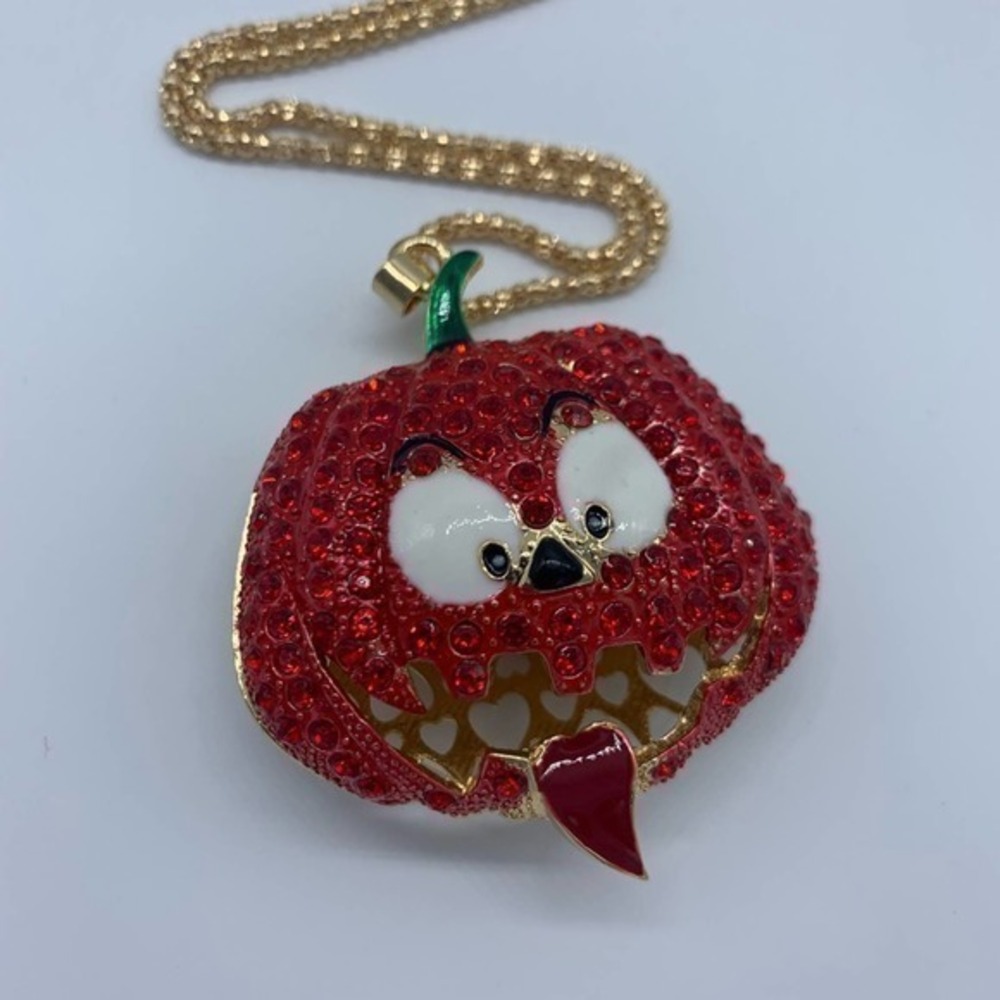 New Halloween red&gold pumpkin pendant necklace